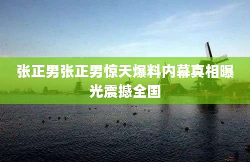 张正男张正男惊天爆料内幕真相曝光震撼全国
