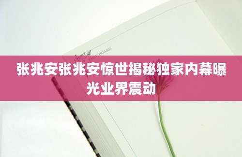 张兆安张兆安惊世揭秘独家内幕曝光业界震动