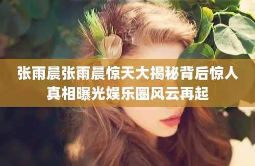 张雨晨张雨晨惊天大揭秘背后惊人真相曝光娱乐圈风云再起