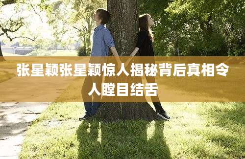 张星颖张星颖惊人揭秘背后真相令人瞠目结舌