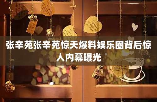张辛苑张辛苑惊天爆料娱乐圈背后惊人内幕曝光