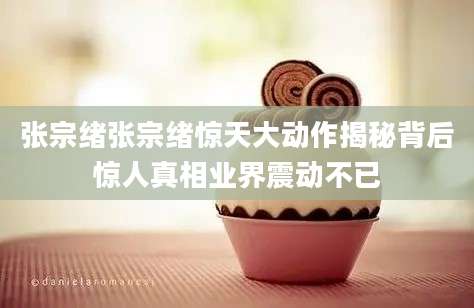张宗绪张宗绪惊天大动作揭秘背后惊人真相业界震动不已