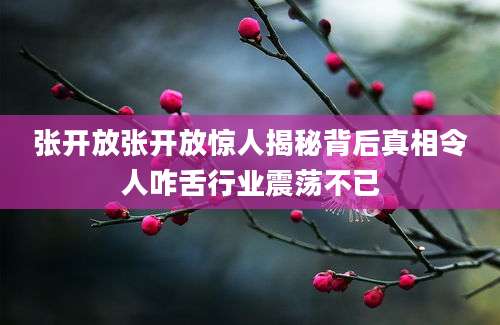 张开放张开放惊人揭秘背后真相令人咋舌行业震荡不已