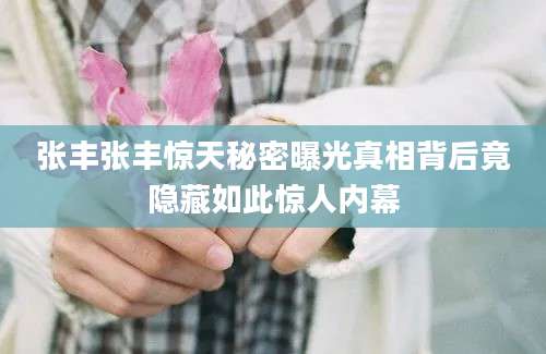 张丰张丰惊天秘密曝光真相背后竟隐藏如此惊人内幕