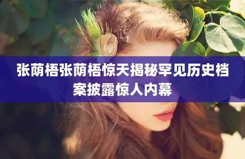张荫梧张荫梧惊天揭秘罕见历史档案披露惊人内幕