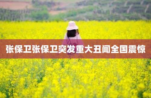 张保卫张保卫突发重大丑闻全国震惊