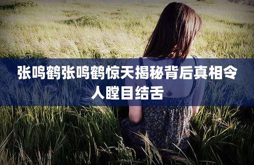 张鸣鹤张鸣鹤惊天揭秘背后真相令人瞠目结舌