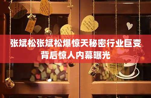 张斌松张斌松爆惊天秘密行业巨变背后惊人内幕曝光