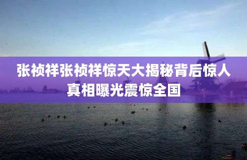 张祯祥张祯祥惊天大揭秘背后惊人真相曝光震惊全国