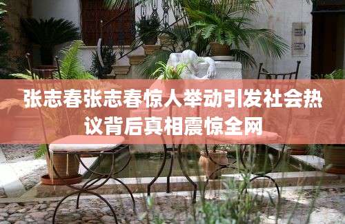 张志春张志春惊人举动引发社会热议背后真相震惊全网