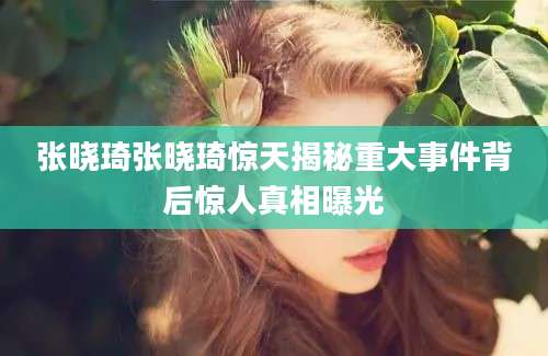 张晓琦张晓琦惊天揭秘重大事件背后惊人真相曝光