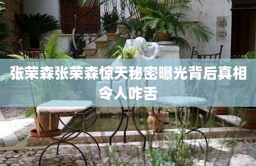 张荣森张荣森惊天秘密曝光背后真相令人咋舌