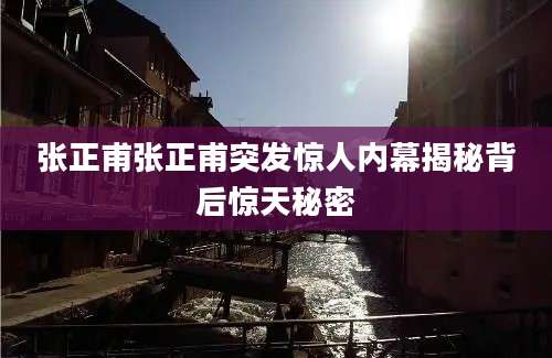 张正甫张正甫突发惊人内幕揭秘背后惊天秘密