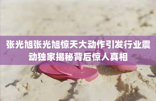 张光旭张光旭惊天大动作引发行业震动独家揭秘背后惊人真相