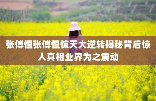 张傅恒张傅恒惊天大逆转揭秘背后惊人真相业界为之震动