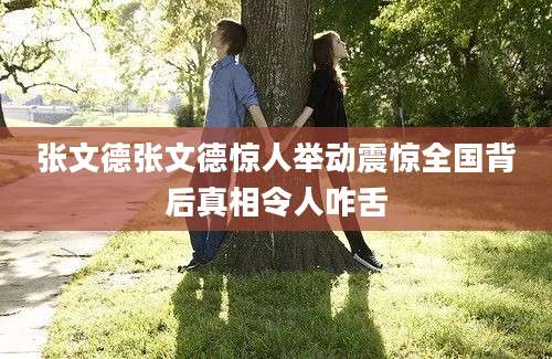 张文德张文德惊人举动震惊全国背后真相令人咋舌