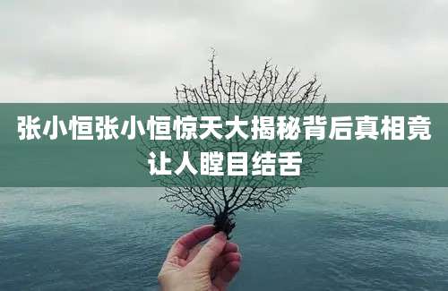张小恒张小恒惊天大揭秘背后真相竟让人瞠目结舌