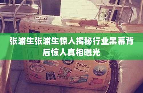 张浦生张浦生惊人揭秘行业黑幕背后惊人真相曝光