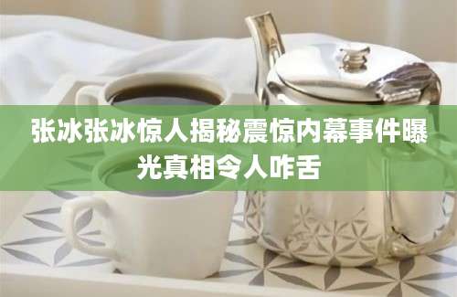 张冰张冰惊人揭秘震惊内幕事件曝光真相令人咋舌