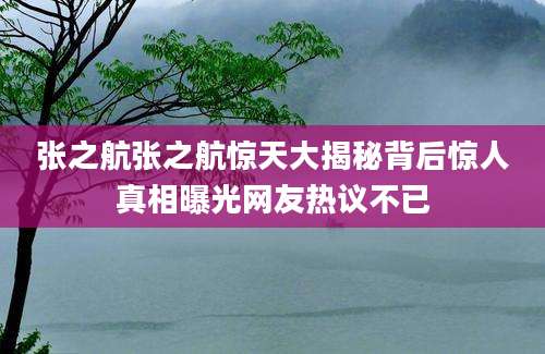 张之航张之航惊天大揭秘背后惊人真相曝光网友热议不已