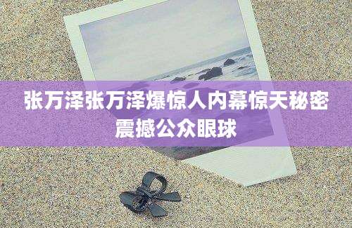 张万泽张万泽爆惊人内幕惊天秘密震撼公众眼球