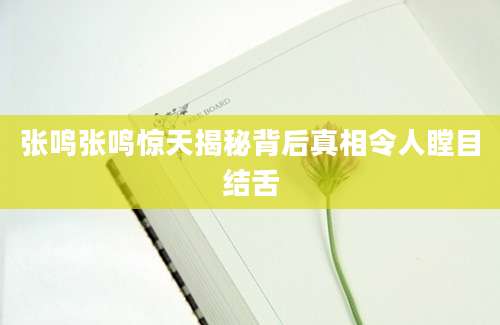 张鸣张鸣惊天揭秘背后真相令人瞠目结舌