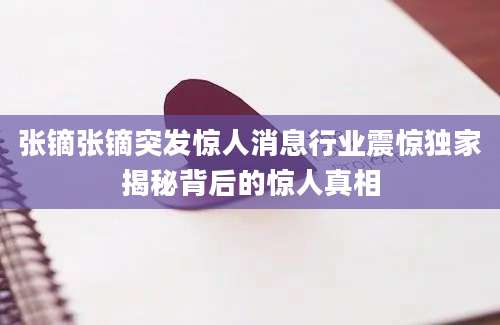 张镝张镝突发惊人消息行业震惊独家揭秘背后的惊人真相