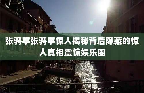 张骋宇张骋宇惊人揭秘背后隐藏的惊人真相震惊娱乐圈