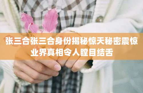 张三合张三合身份揭秘惊天秘密震惊业界真相令人瞠目结舌