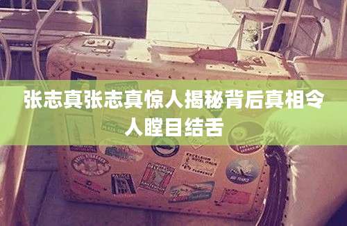 张志真张志真惊人揭秘背后真相令人瞠目结舌