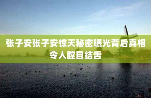 张子安张子安惊天秘密曝光背后真相令人瞠目结舌