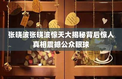 张晓波张晓波惊天大揭秘背后惊人真相震撼公众眼球