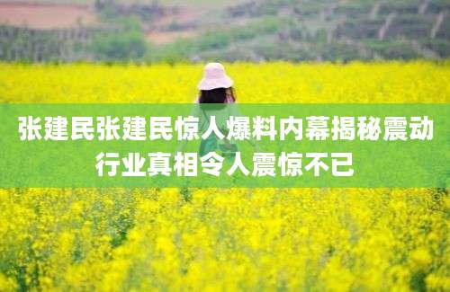 张建民张建民惊人爆料内幕揭秘震动行业真相令人震惊不已