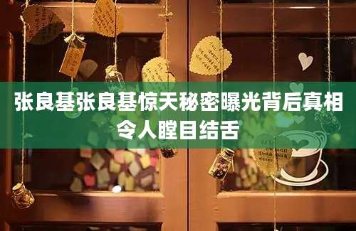 张良基张良基惊天秘密曝光背后真相令人瞠目结舌
