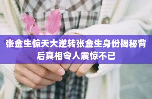 张金生惊天大逆转张金生身份揭秘背后真相令人震惊不已