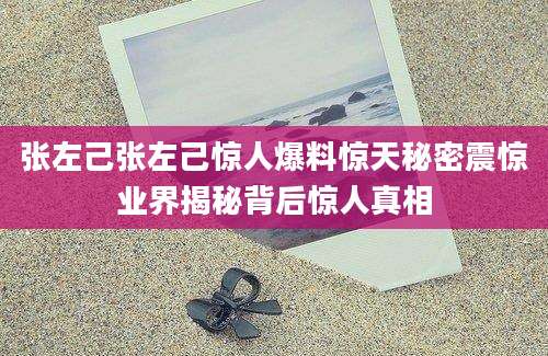 张左己张左己惊人爆料惊天秘密震惊业界揭秘背后惊人真相