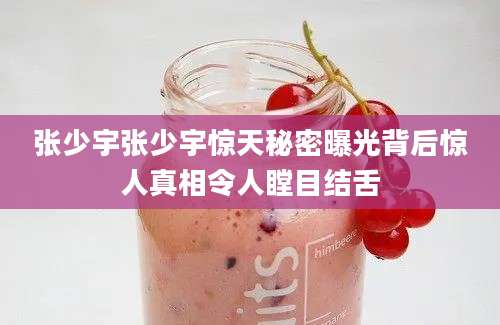 张少宇张少宇惊天秘密曝光背后惊人真相令人瞠目结舌