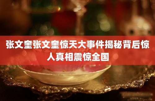 张文奎张文奎惊天大事件揭秘背后惊人真相震惊全国