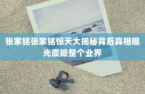 张家铭张家铭惊天大揭秘背后真相曝光震撼整个业界