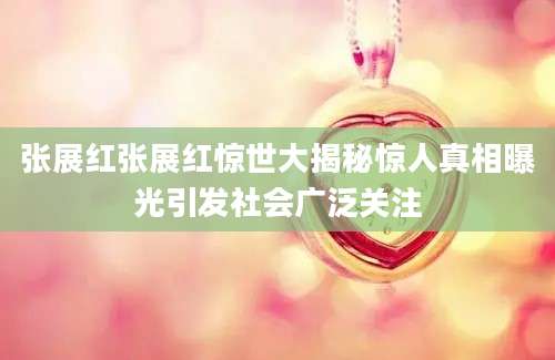 张展红张展红惊世大揭秘惊人真相曝光引发社会广泛关注