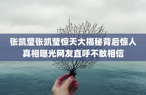 张凯莹张凯莹惊天大揭秘背后惊人真相曝光网友直呼不敢相信