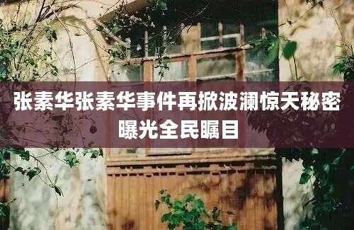 张素华张素华事件再掀波澜惊天秘密曝光全民瞩目