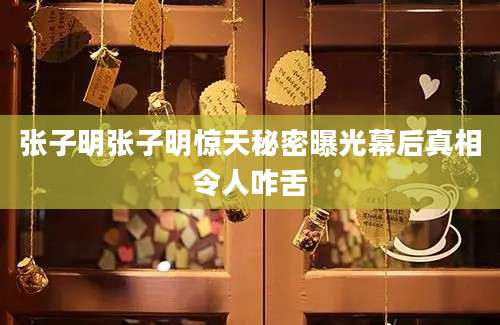 张子明张子明惊天秘密曝光幕后真相令人咋舌