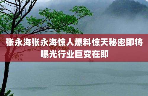 张永海张永海惊人爆料惊天秘密即将曝光行业巨变在即