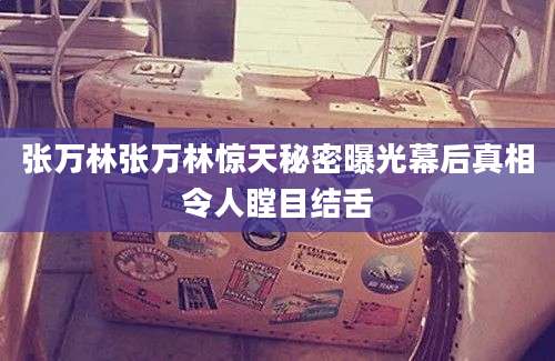 张万林张万林惊天秘密曝光幕后真相令人瞠目结舌