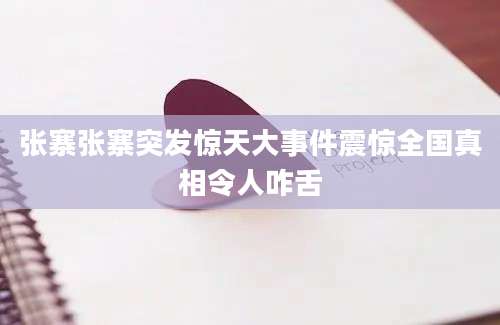 张寨张寨突发惊天大事件震惊全国真相令人咋舌
