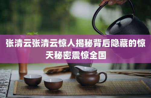 张清云张清云惊人揭秘背后隐藏的惊天秘密震惊全国