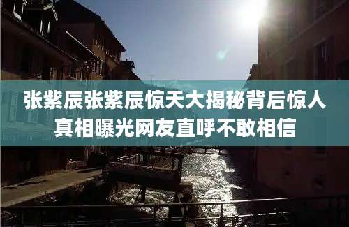 张紫辰张紫辰惊天大揭秘背后惊人真相曝光网友直呼不敢相信