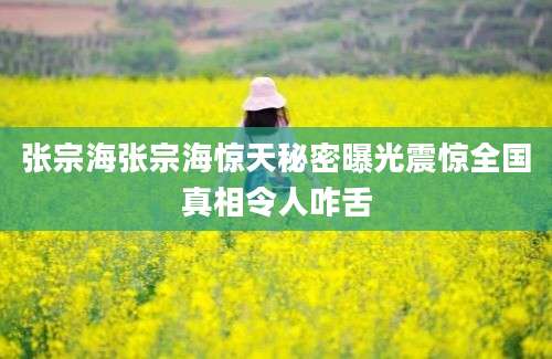 张宗海张宗海惊天秘密曝光震惊全国真相令人咋舌