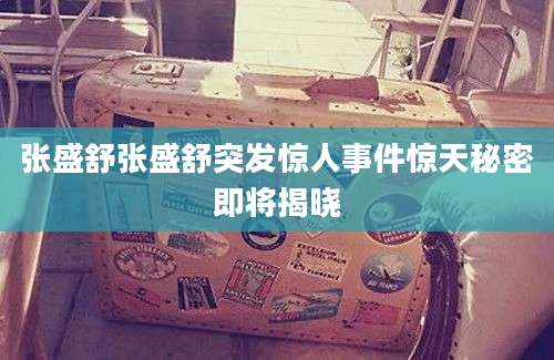 张盛舒张盛舒突发惊人事件惊天秘密即将揭晓